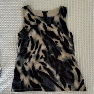Ann Taylor Black and Cream Patterned Tank Top
